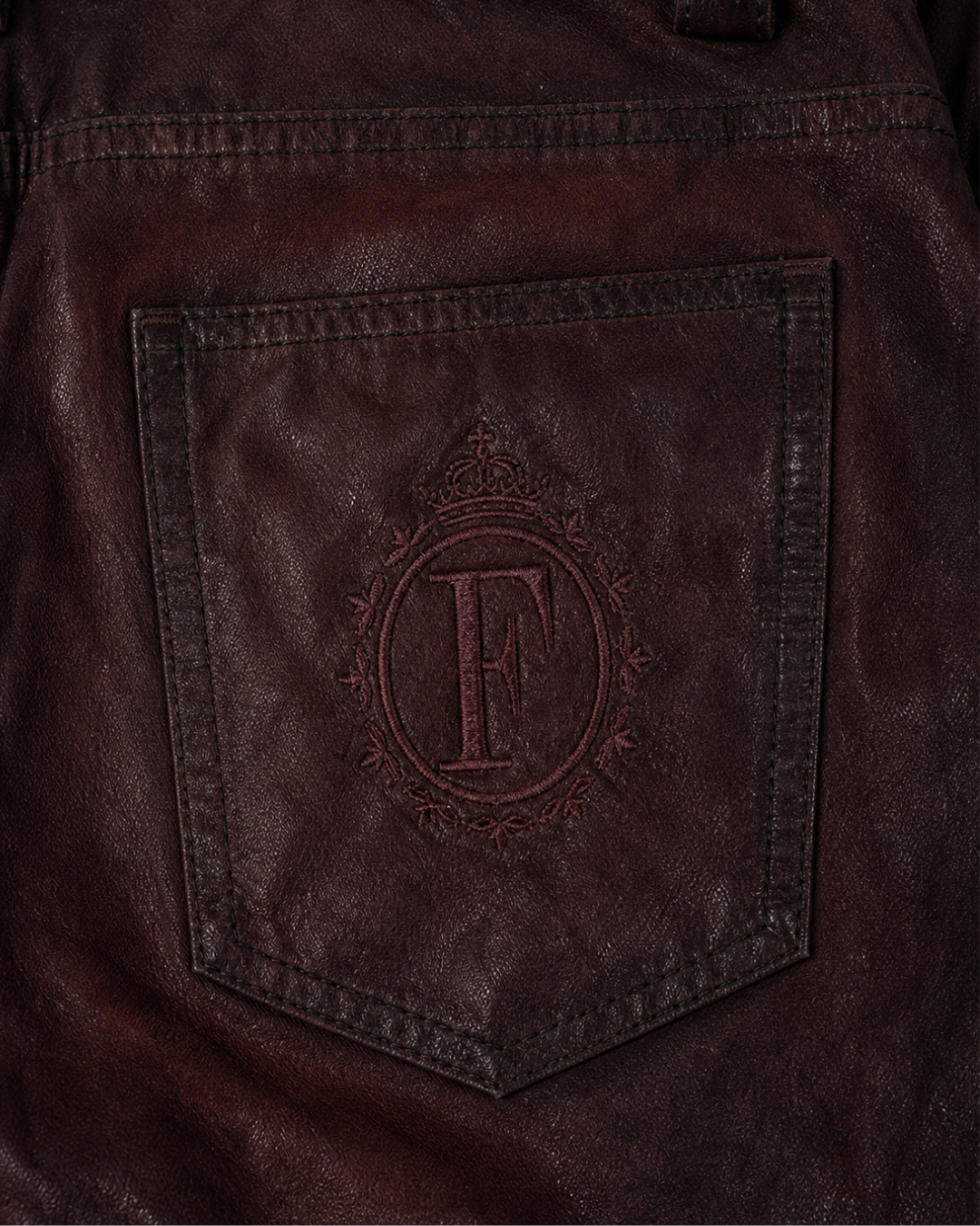 Red Waxed denim Shorts