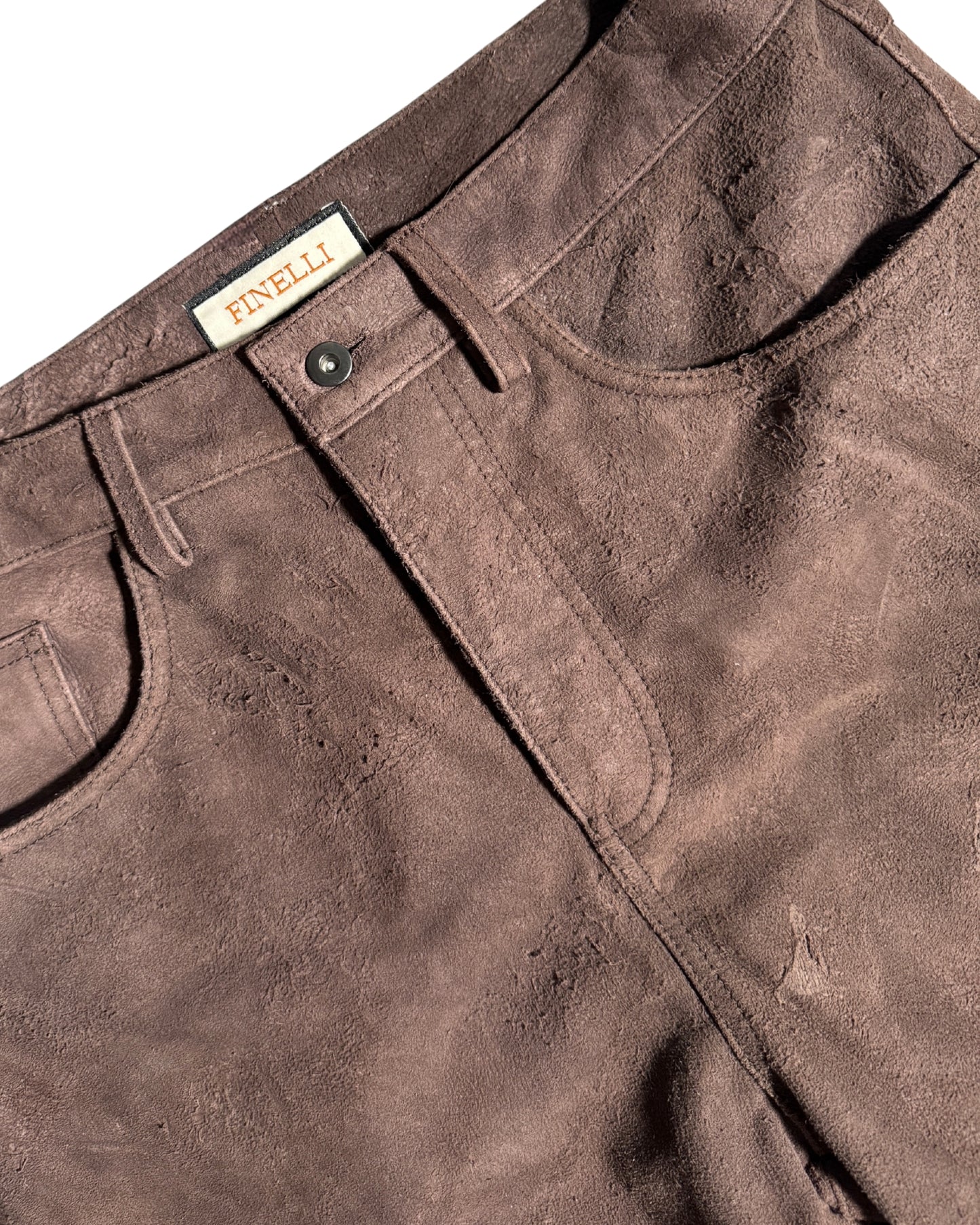 Brown Straight Buffalo Leather Pants