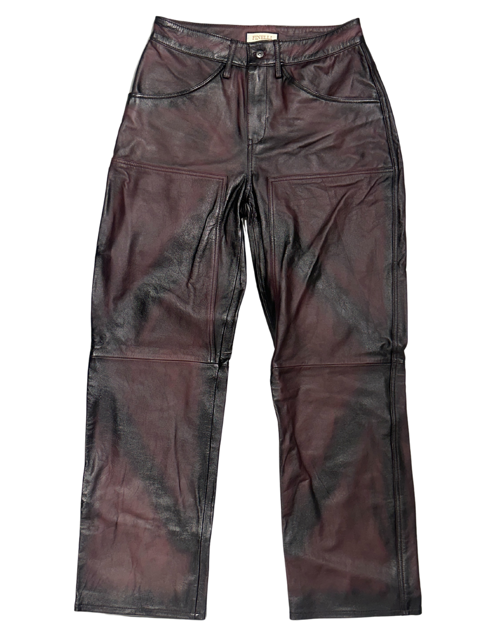 Red sprayed Leather Pants