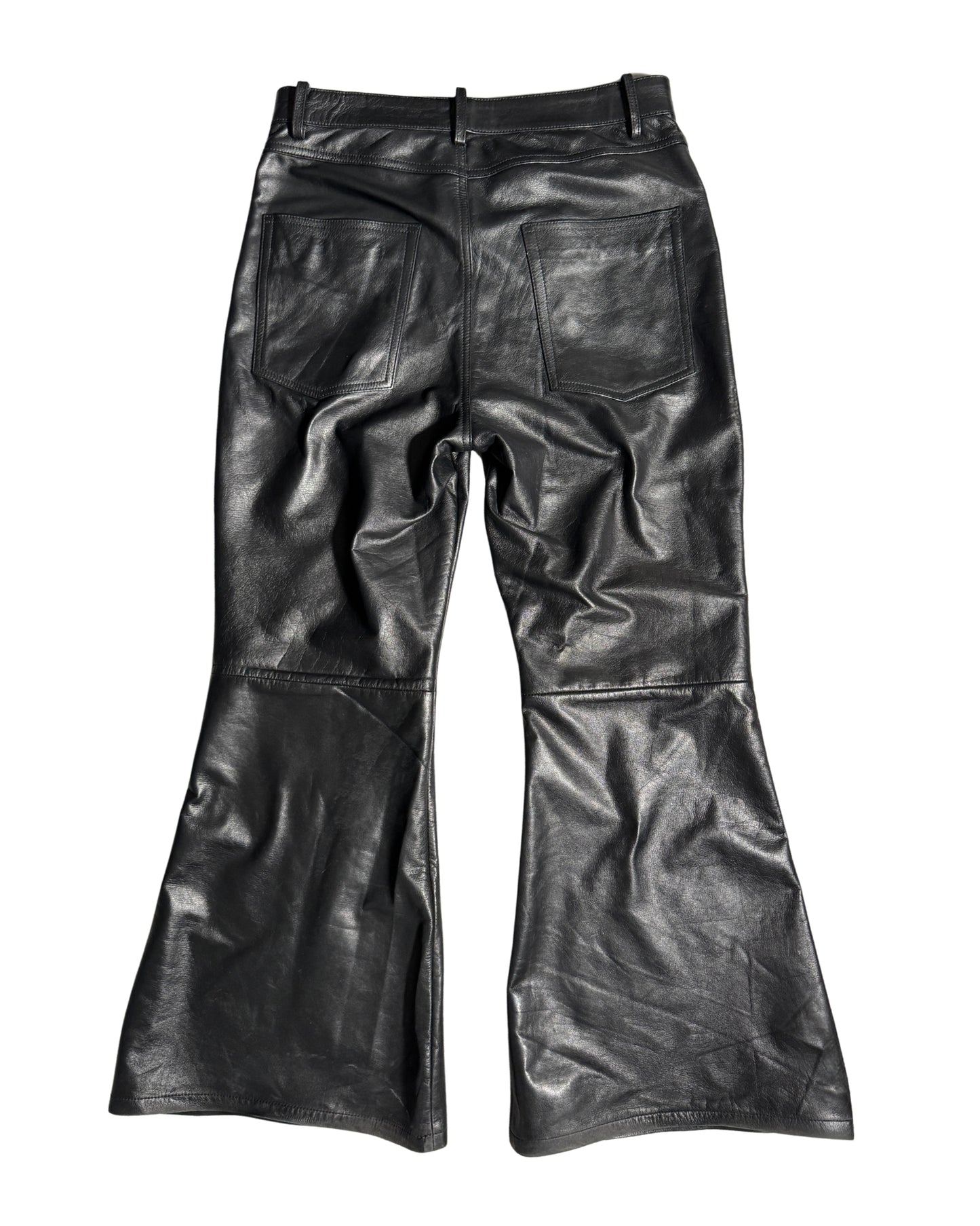 Black Flared Leather Pants