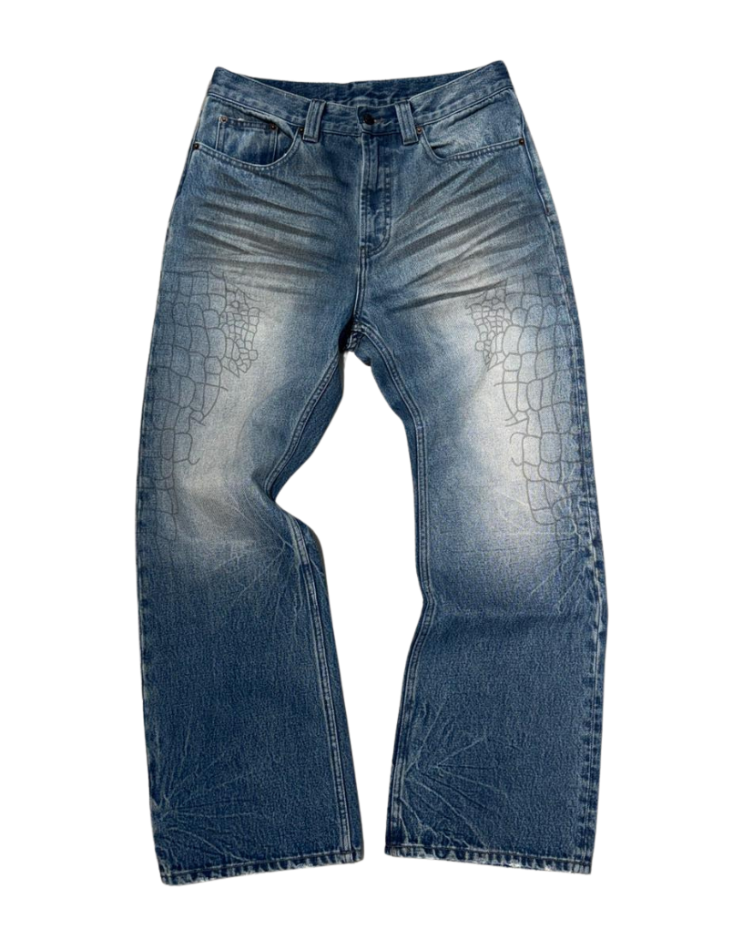 Pair of blue jeans on a white background