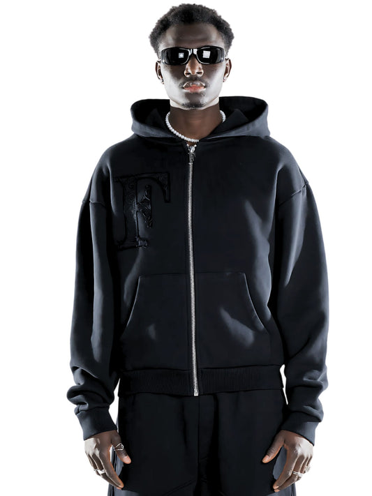 Wild West Zipper Hoodie Black