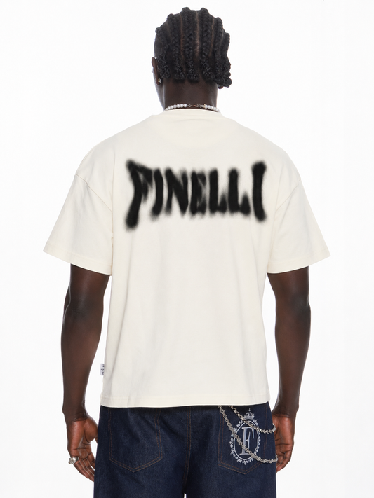 FINELLI Distorted Logo Cream T-Shirt
