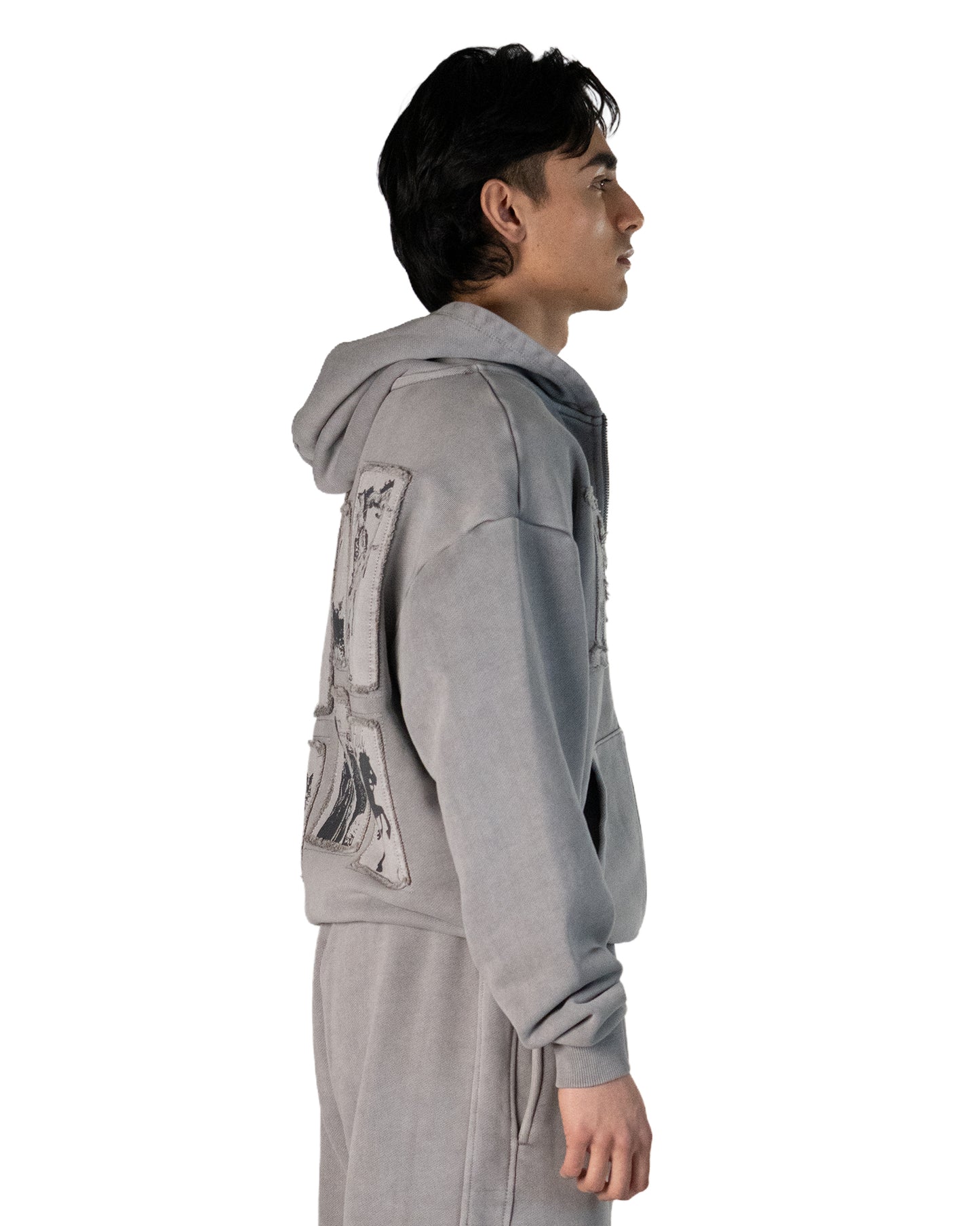 Wild West Zipper Hoodie Light Grey