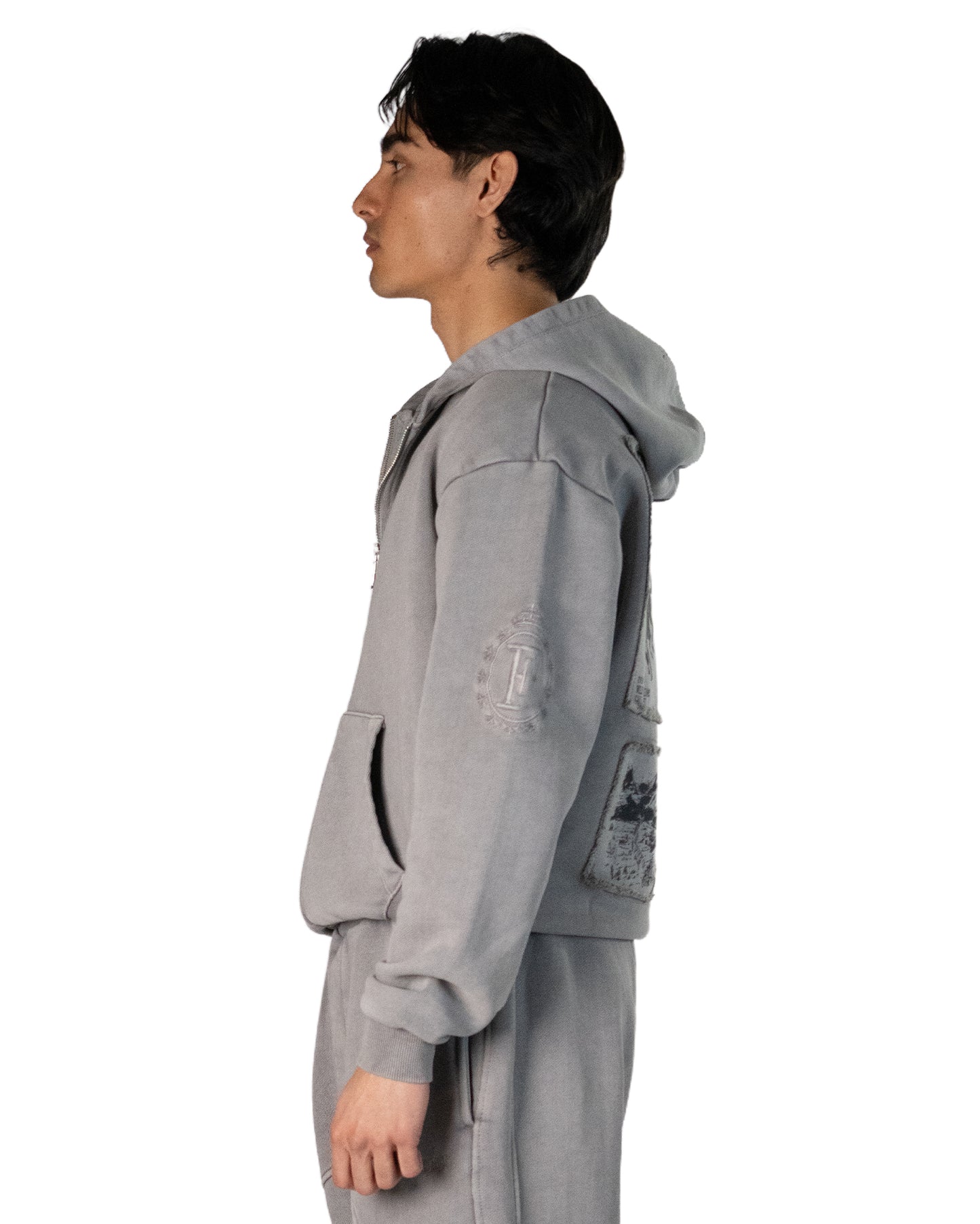 Wild West Zipper Hoodie Light Grey