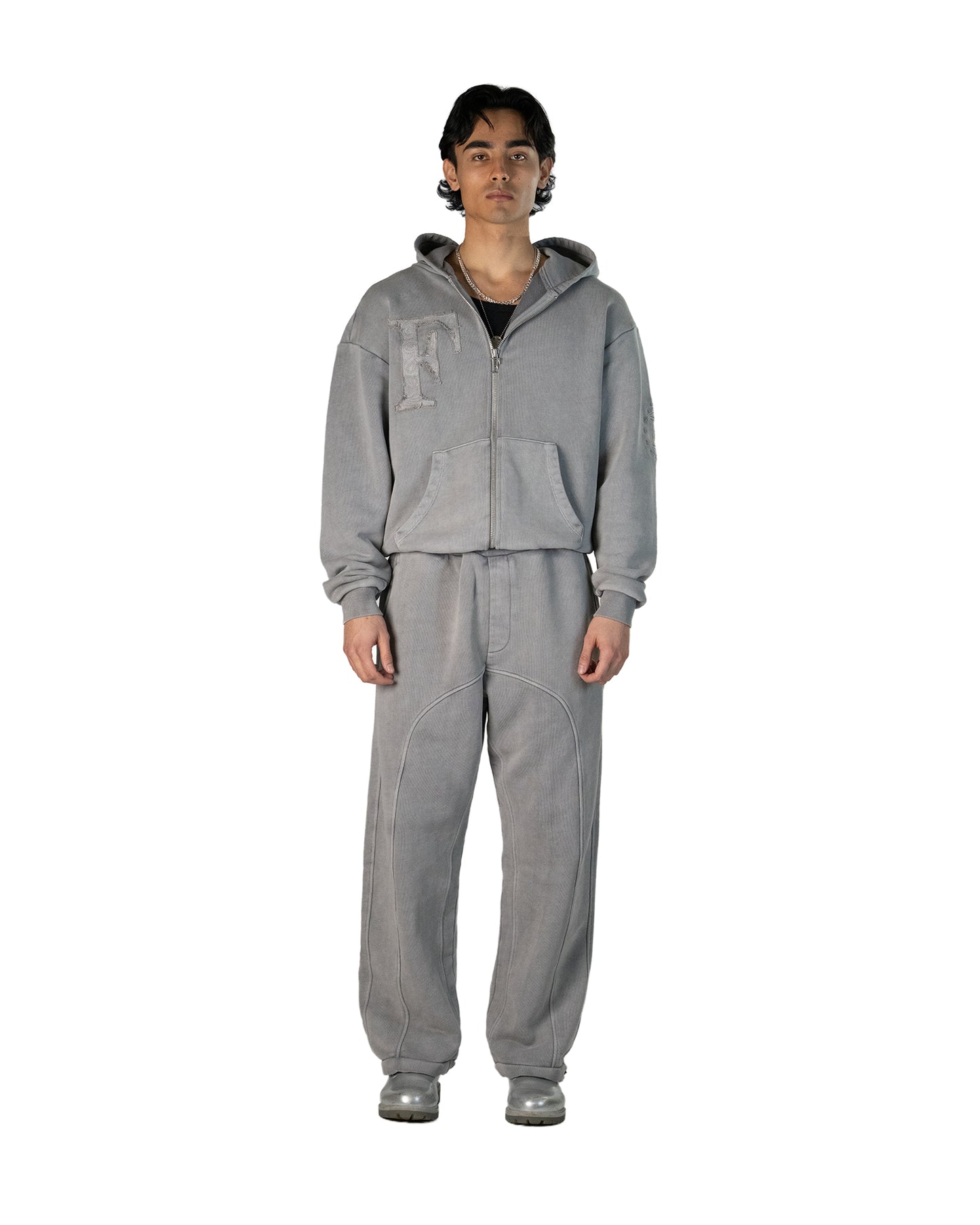 Wild West Zipper Hoodie Light Grey