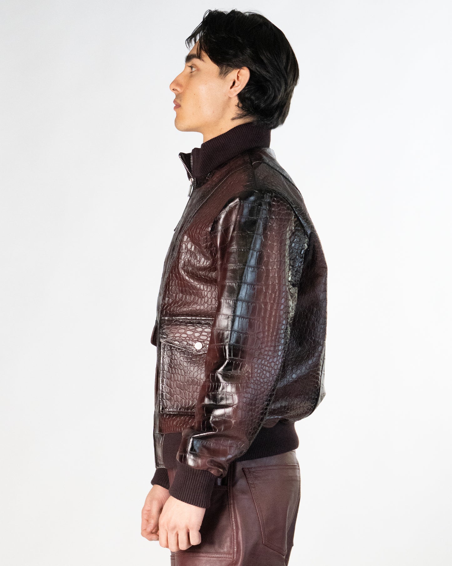 Croc Pattern Leather Jacket