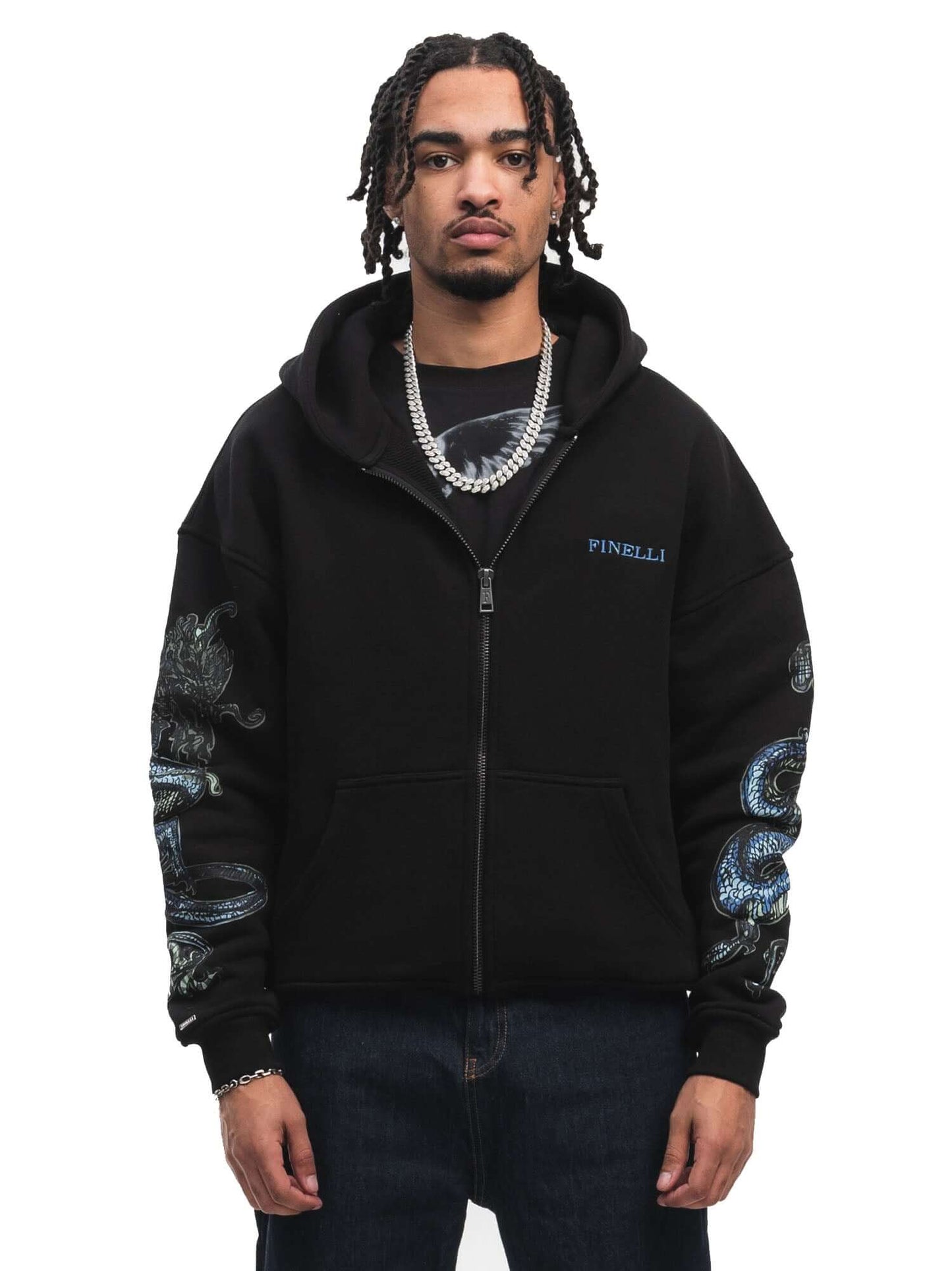 FINELLI Dragon Sleeves Zipper Hoodie