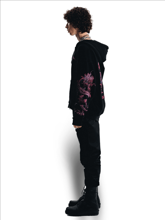 FINELLI Dragon Sleeves Zipper Hoodie Schwarz