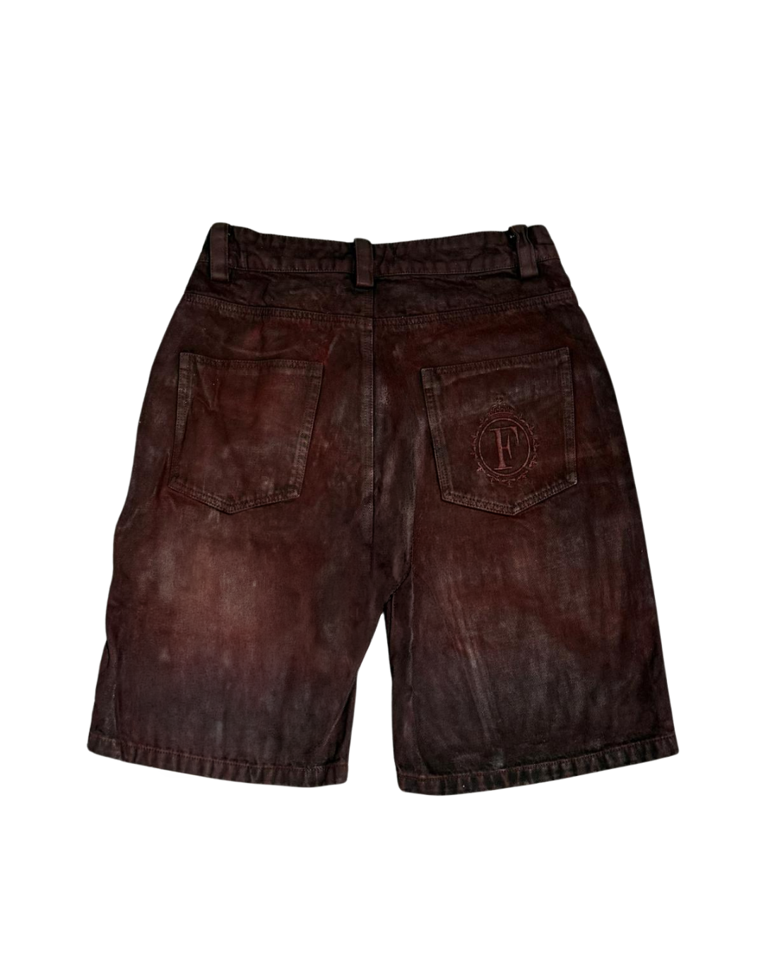Red Waxed denim Shorts