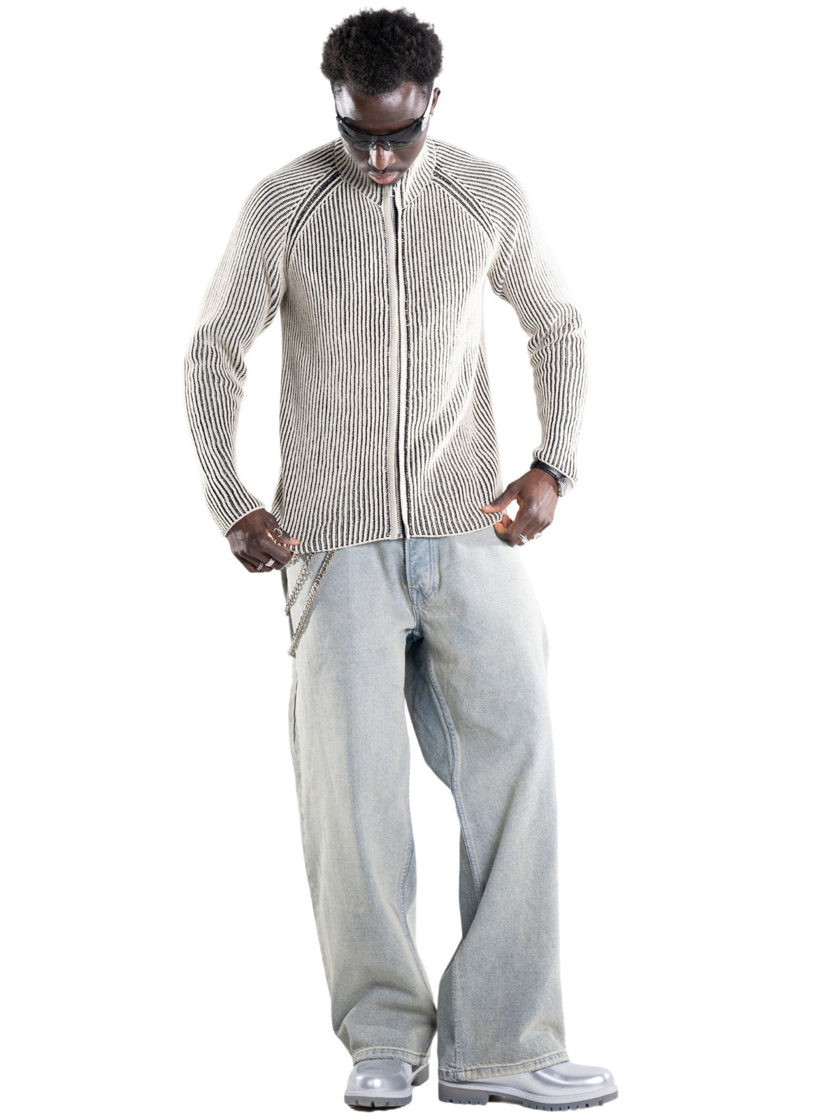 Full Zip Knit Jumper – FINELLI zip hoodie, back view