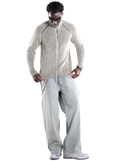 Full Zip Knit Jumper – FINELLI zip hoodie, back view