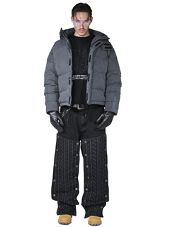 Washed Grey Puffer Jacket – FINELLI oversized puffer jacket, back view