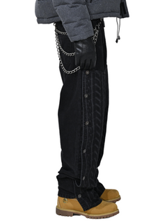 Double Knee Laser Denim Black – FINELLI oversized t-shirt, back view
