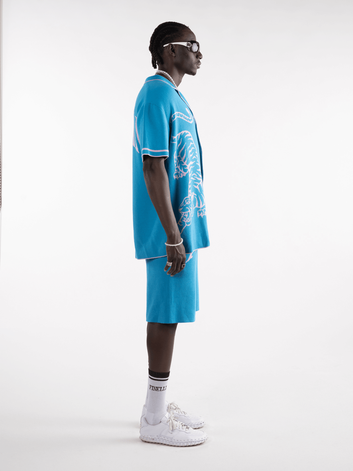 Knit Shorts blue – FINELLI oversized shorts, detail 4