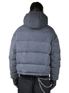 Washed Grey Puffer Jacket – FINELLI oversized puffer jacket, detail 3
