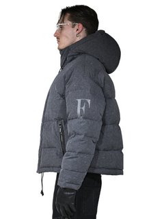 Washed Grey Puffer Jacket – FINELLI oversized puffer jacket, detail 4