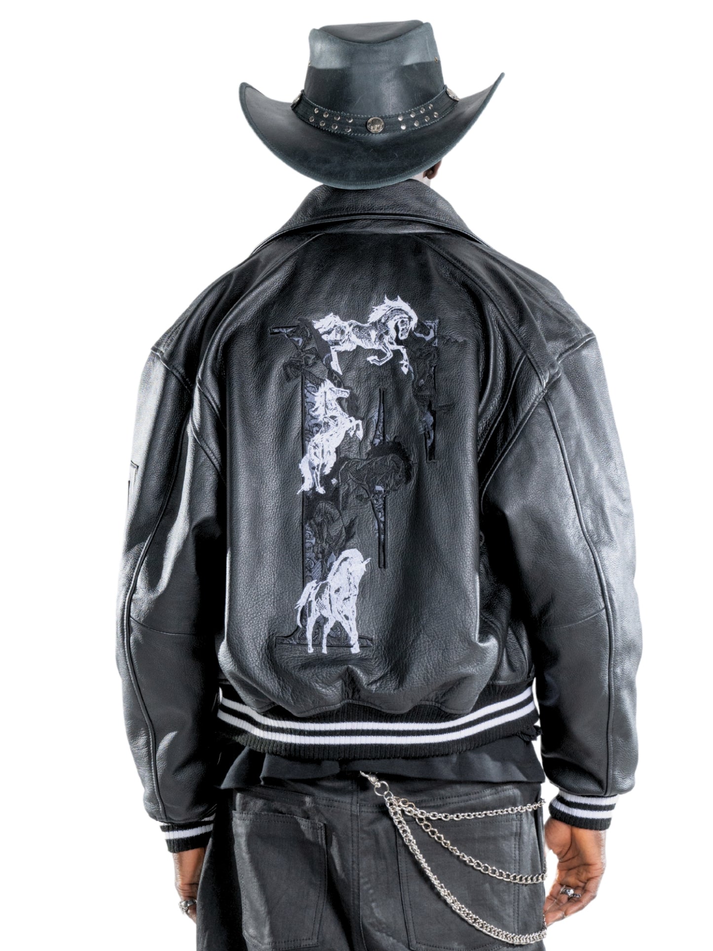 F-Horse Leather Bomber Jacket