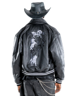 F-Horse Leather Bomber Jacket – FINELLI genuine leather jacket men, detail 3