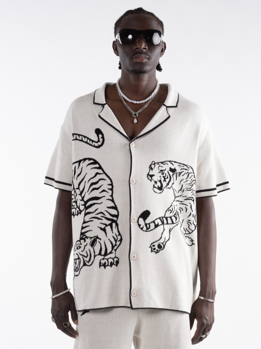 Tiger Knit Summer Shirt cream white