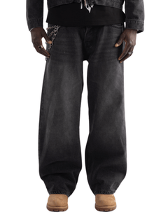 Basic Denim Pants black – FINELLI baggy jeans men, front view