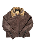 Brown Fur Collar Wild Leather Jacket Buffalo Style