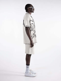Knit Shorts cream white – FINELLI oversized shorts, detail 4