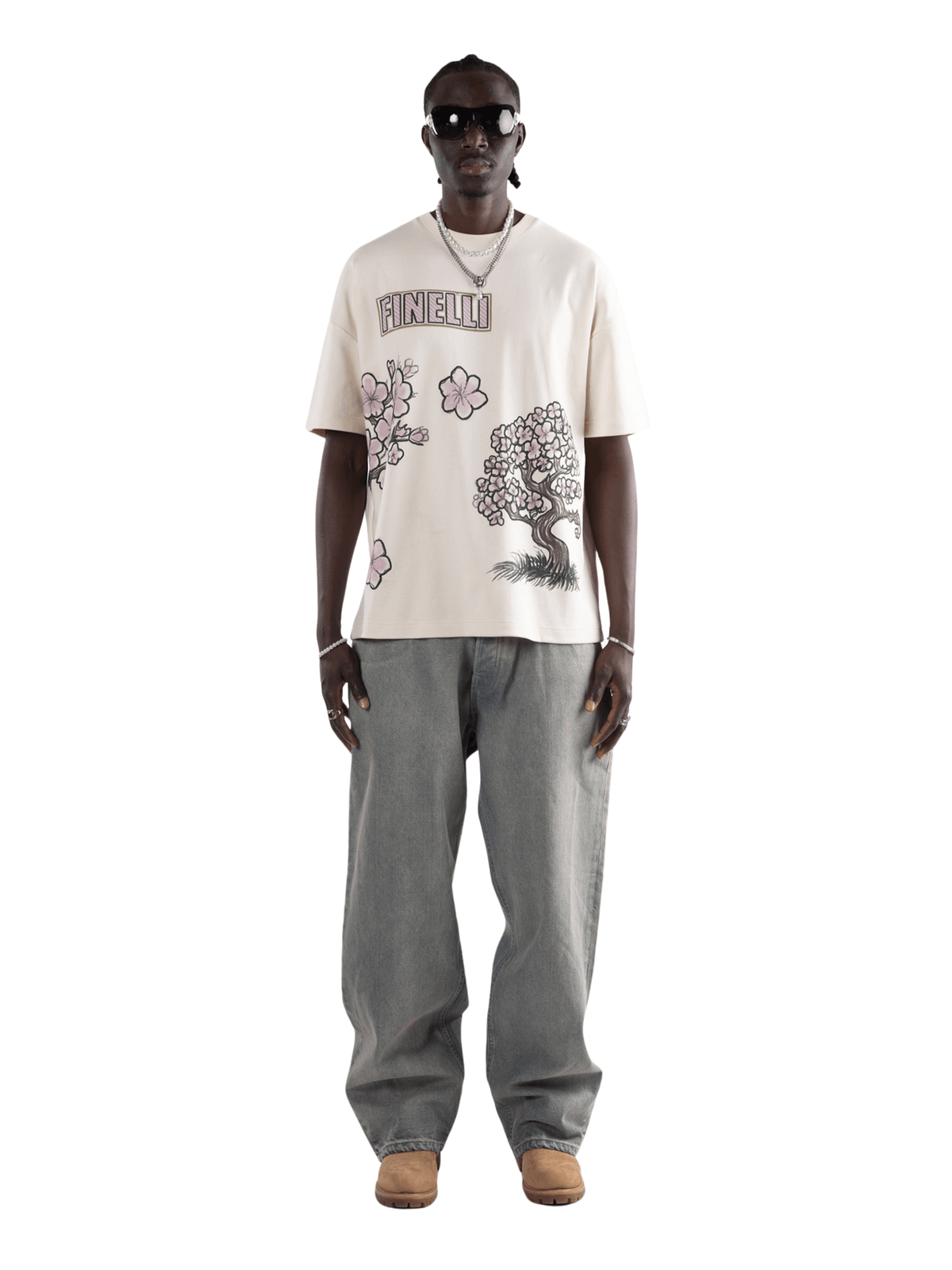 Japanese Cherry Blossom T-Shirt – FINELLI oversized t-shirt, front view