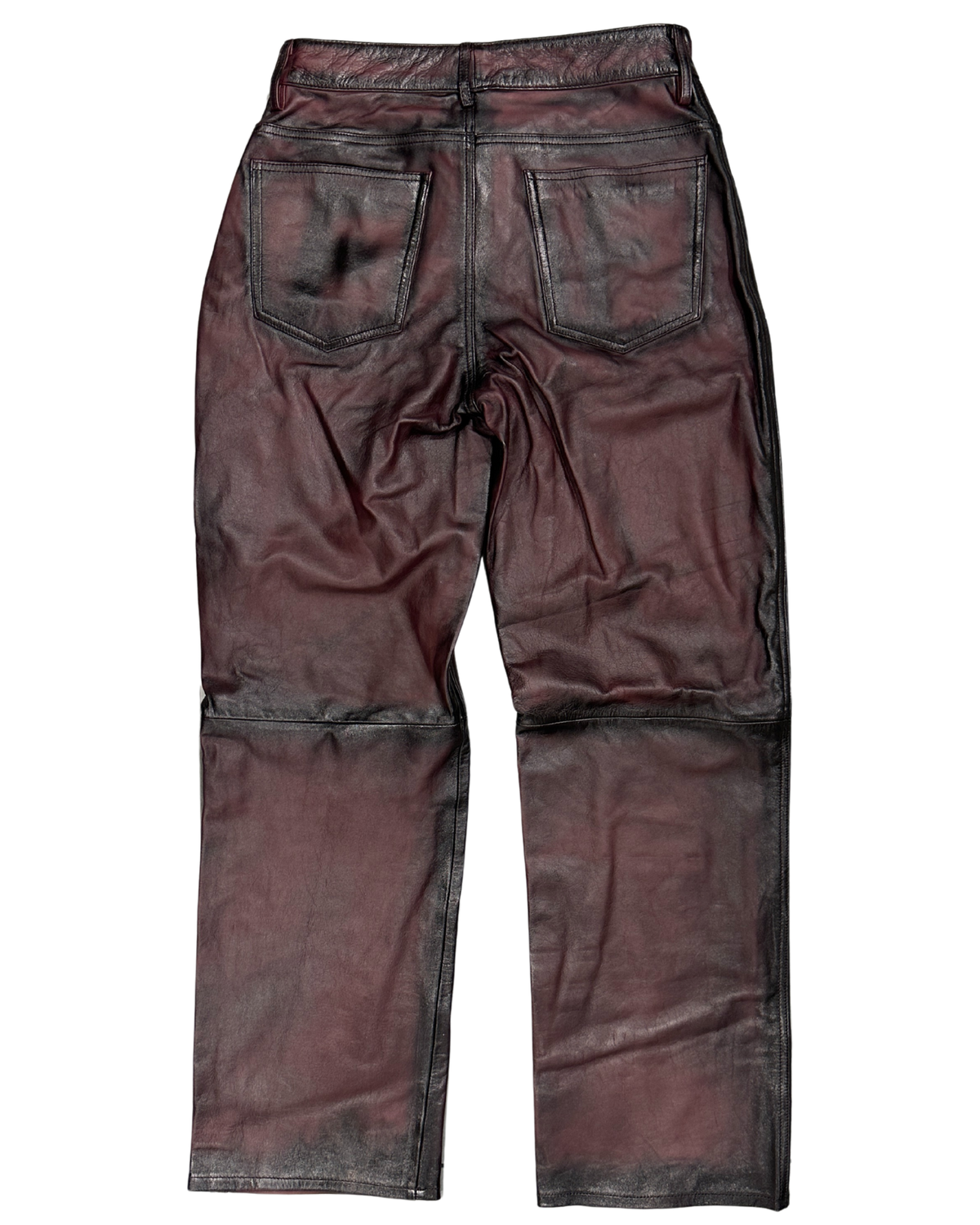 Red sprayed Leather Pants – FINELLI genuine leather pants, back view