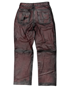 Red sprayed Leather Pants – FINELLI genuine leather pants, back view