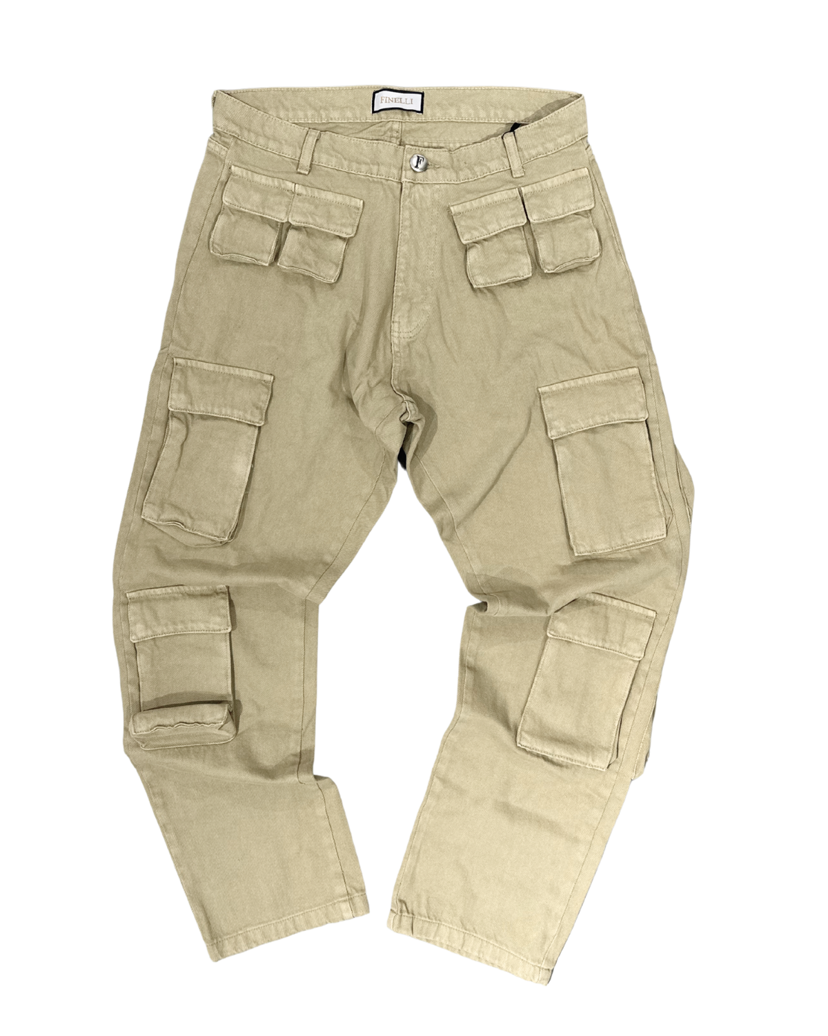 Brown Cargos – FINELLI baggy cargo pants men, front view