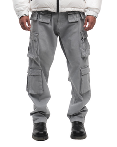 Grey Cargos – FINELLI baggy cargo pants men, front view