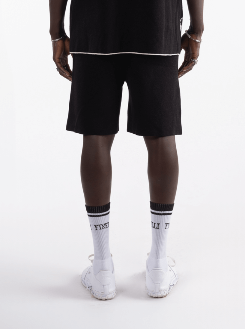 Knit Shorts black – FINELLI oversized shorts, detail 2