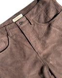 Brown Straight Buffalo Leather Pants