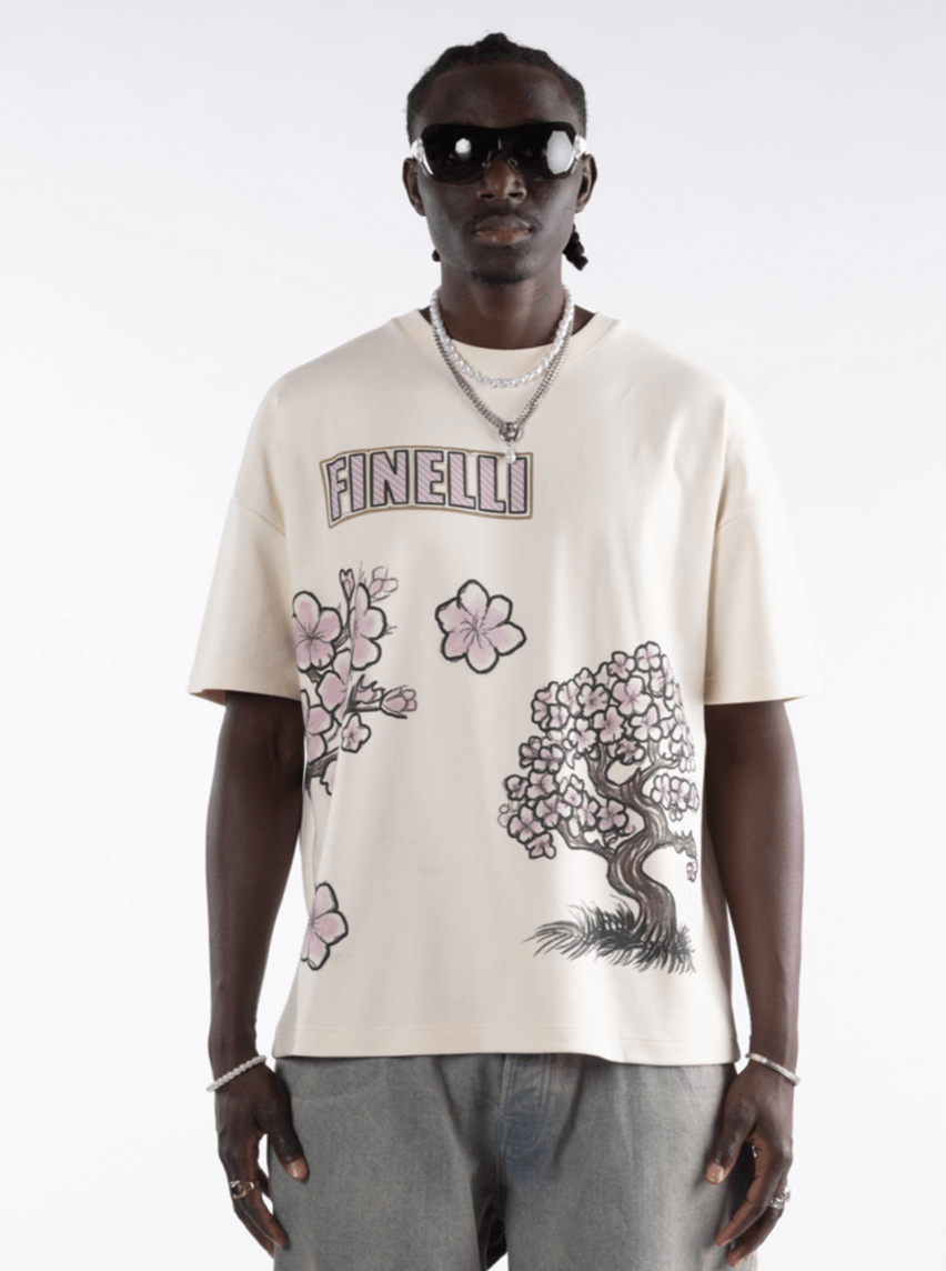 Japanese Cherry Blossom T-Shirt – FINELLI oversized t-shirt, back view