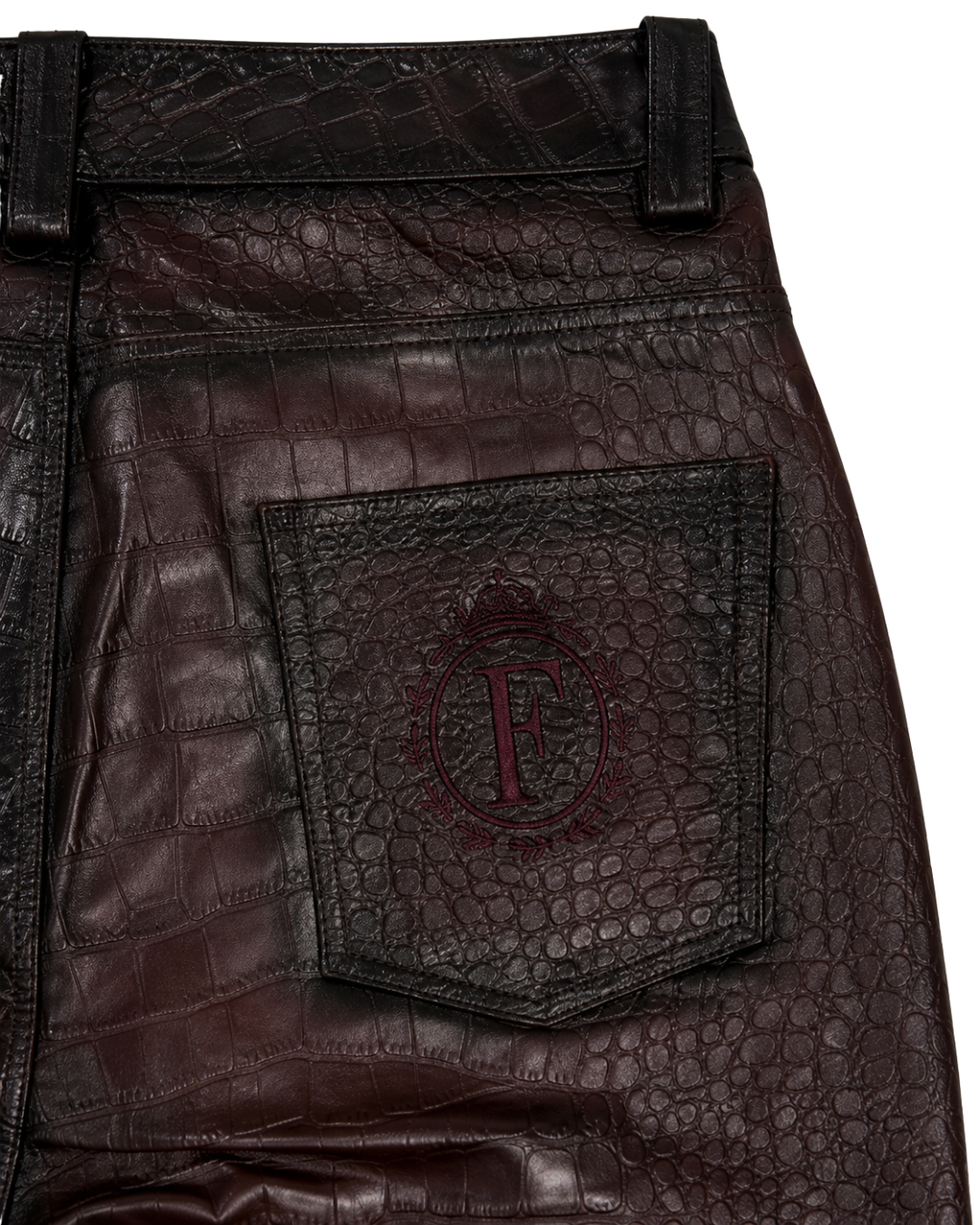 Red Leather Croc Shorts
