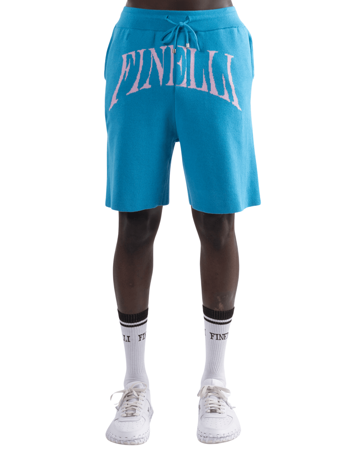 Knit Shorts blue – FINELLI oversized shorts, front view
