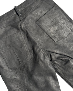 Black Flared Buffalo Leather Pants – FINELLI genuine leather pants, detail 2