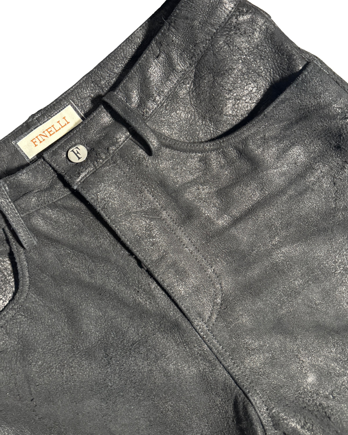 Black Flared Buffalo Leather Pants – FINELLI genuine leather pants, detail 3