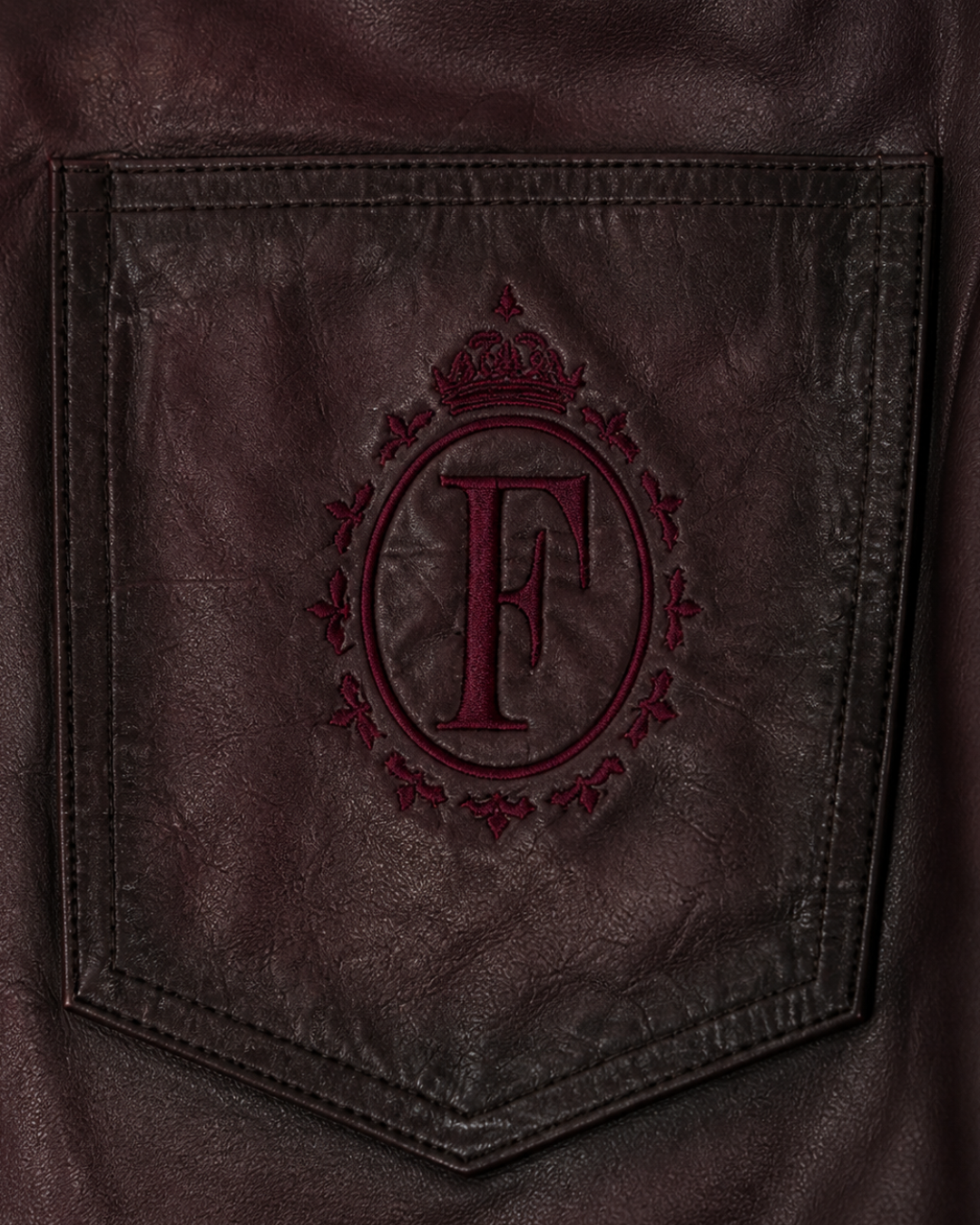 Sprayed red leather shorts – FINELLI genuine leather pants, detail 2