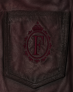 Sprayed red leather shorts – FINELLI genuine leather pants, detail 2