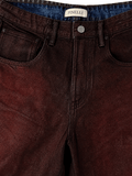 Red Flared Waxed Denim Pants