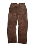 Brown Straight Buffalo Leather Pants