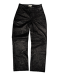 Black Straight Buffalo Leather Pants