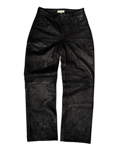 Black Straight Buffalo Leather Pants – FINELLI genuine leather pants, front view