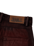 Red Flared Waxed Denim Pants