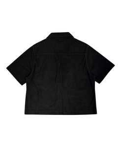 Black Suede Button Shirt – FINELLI genuine leather top, back view