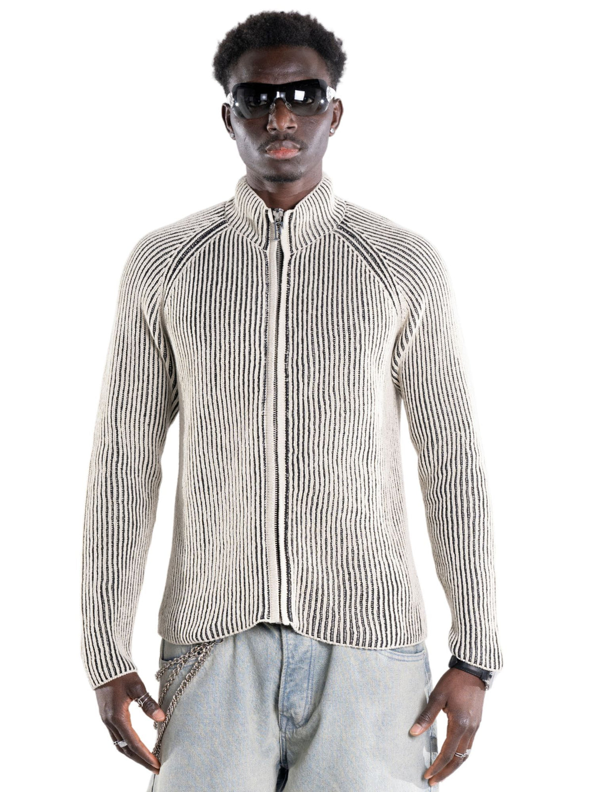 Full Zip Knit Jumper – FINELLI zip hoodie, front view