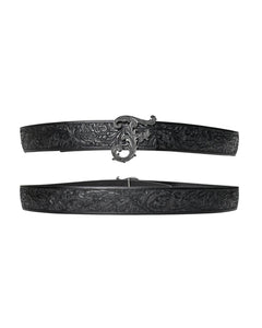 Black F Buckle Belt – FINELLI handmade leather belt, back view