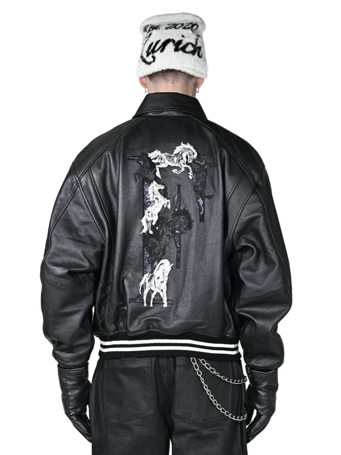 F-Horse Leather Bomber Jacket